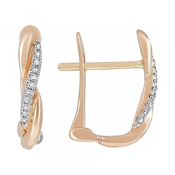 Золотые серьги с бриллиантом № 114819