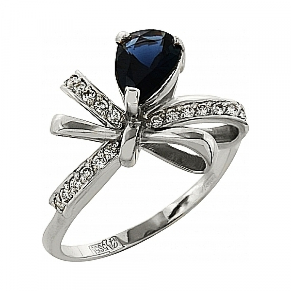 Золотое кольцо с сапфиром и фианитом № 101162