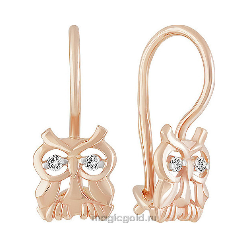 Золотые серьги с фианитом № 160785