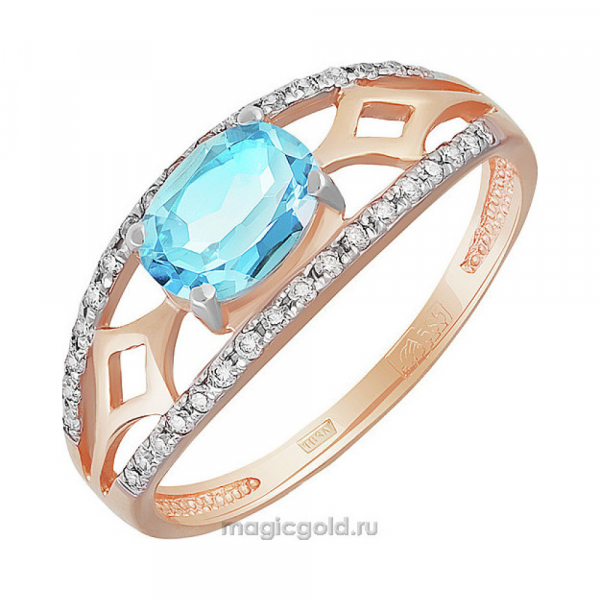 Золотое кольцо с топазом и фианитом № 158781