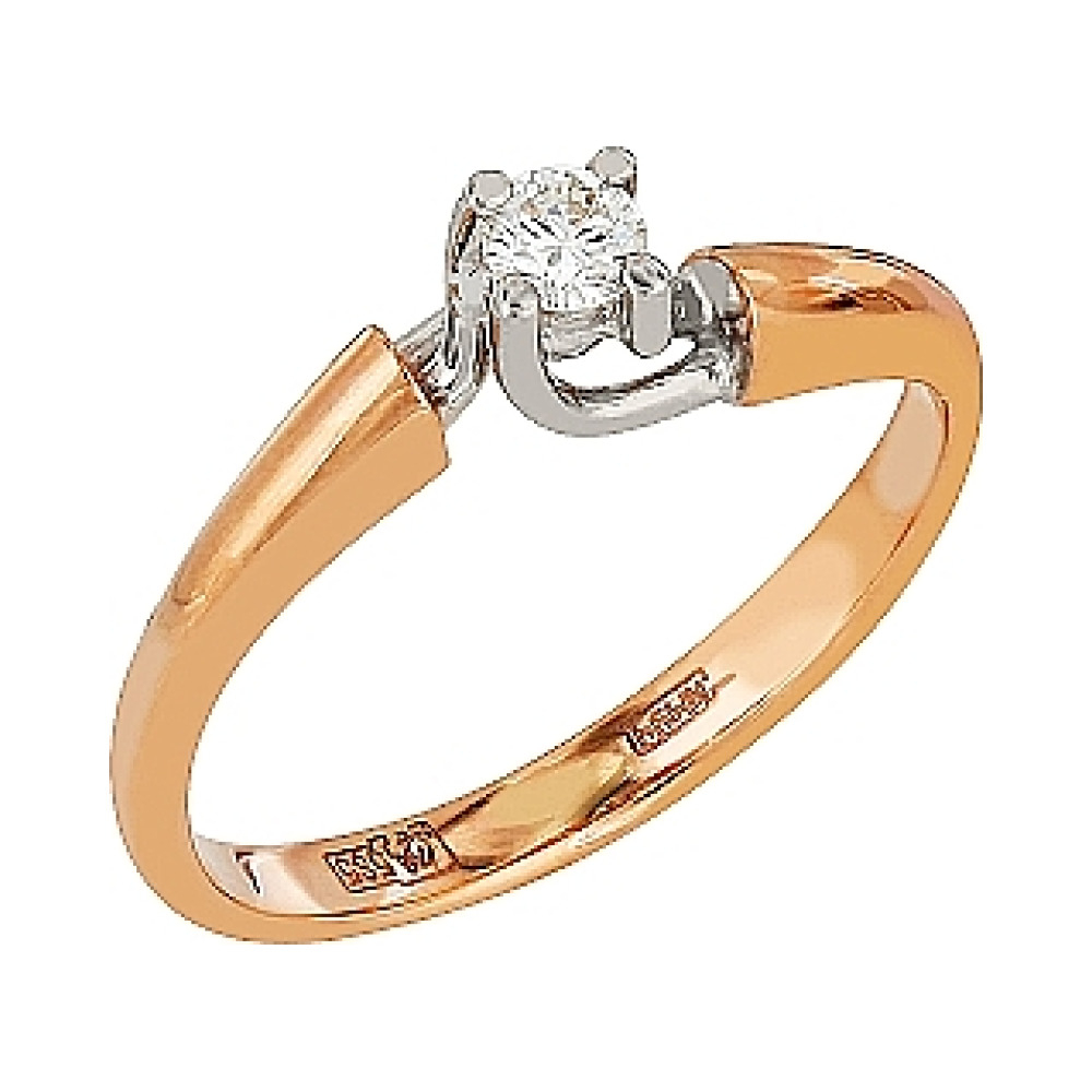 Золотое кольцо с бриллиантом № 32346