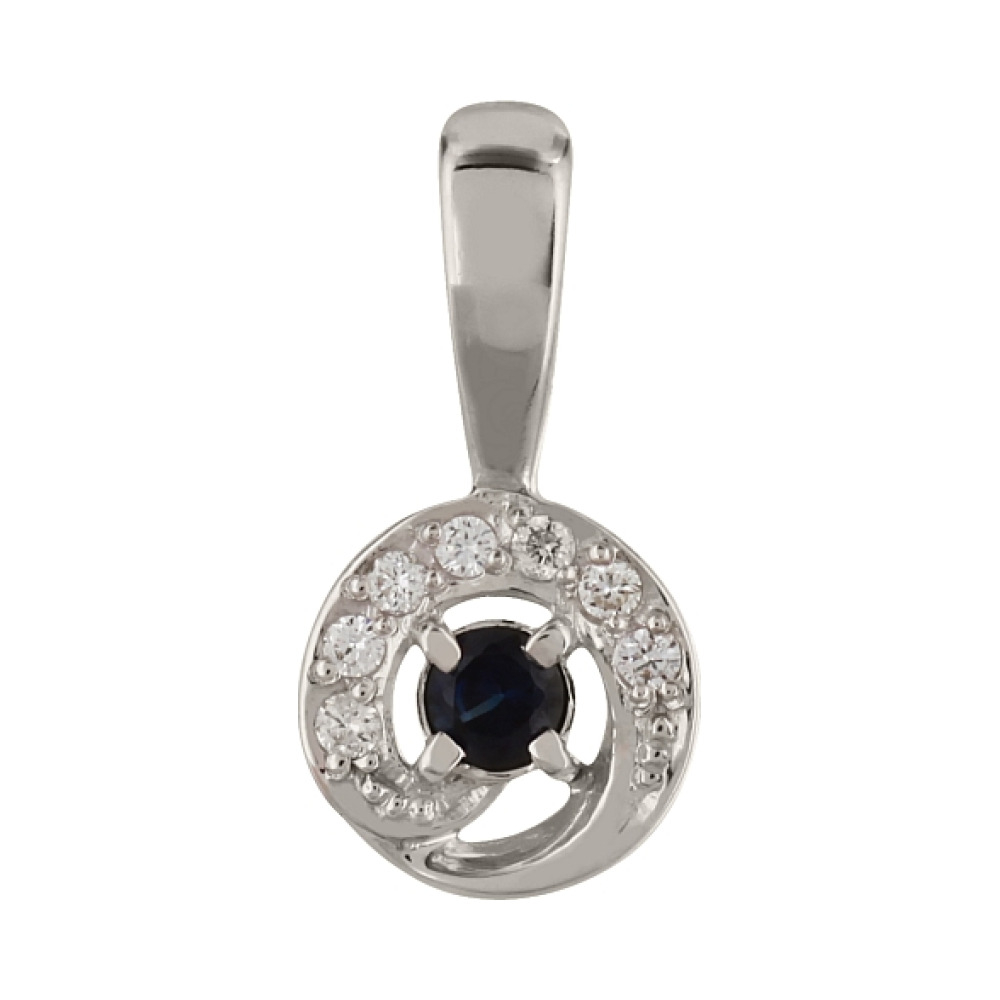 Золотая подвеска с бриллиантом и сапфиром № 100460