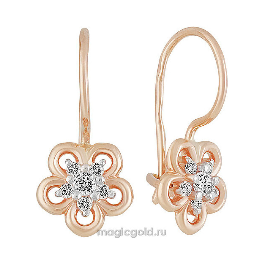 Золотые серьги с фианитом № 160283