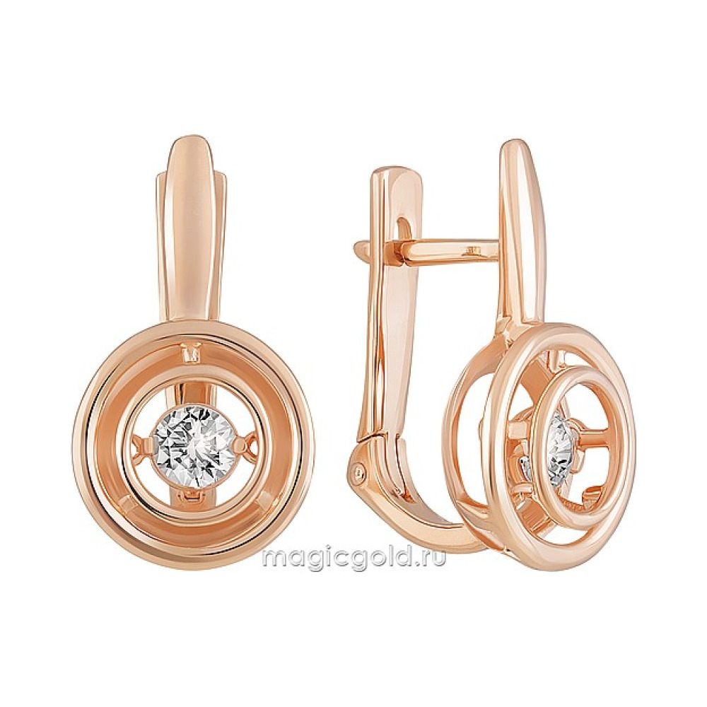 Золотые серьги с фианитом № 138423