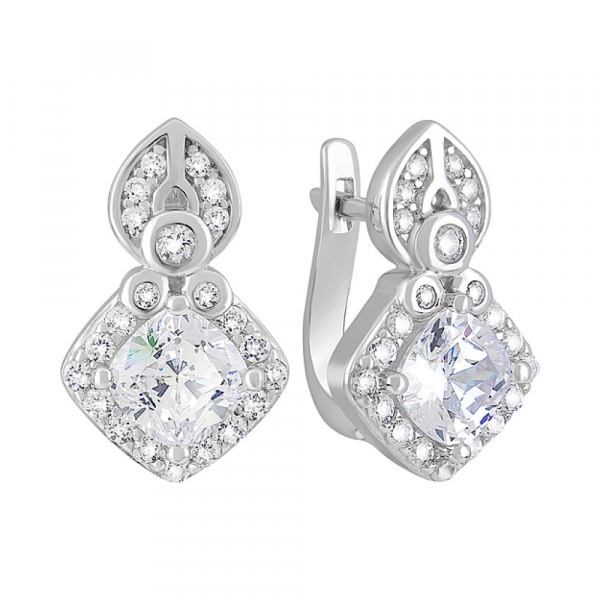 Серебряные серьги с фианитами № 127748