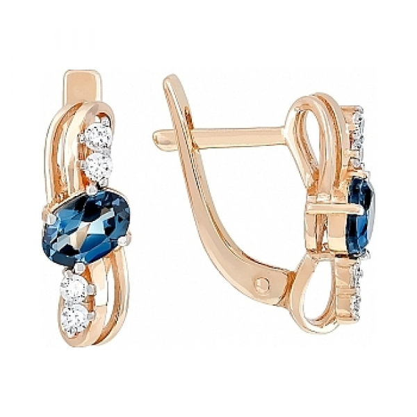 Золотые серьги с топазом и фианитом № 115735