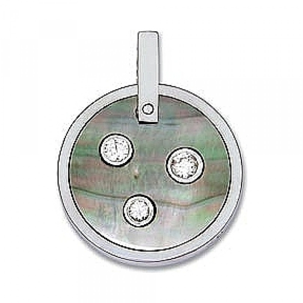 Серебряная подвеска с перламутром и фианитом № 6406