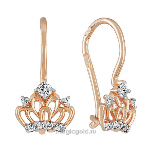 Золотые серьги с фианитом № 140663