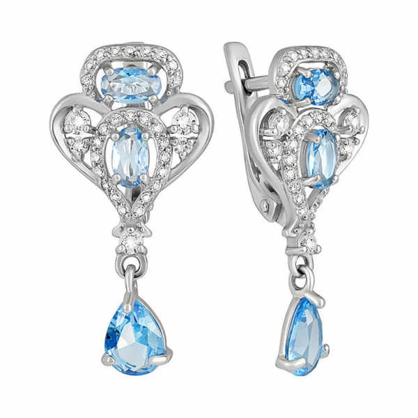 Серебряные серьги с алпанитом и фианитом № 133849