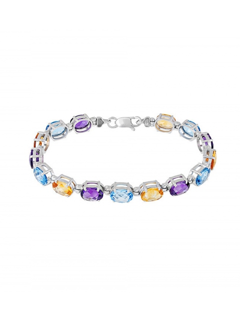 Серебряный браслет с полудраг. вставками № 132152