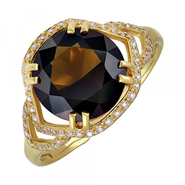 Серебряное кольцо с алпанитом , фианитом и золотым покрытием № 135049