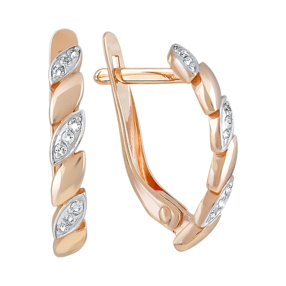 Золотые серьги с фианитами № 122089