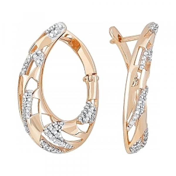 Золотые серьги с фианитом № 115530