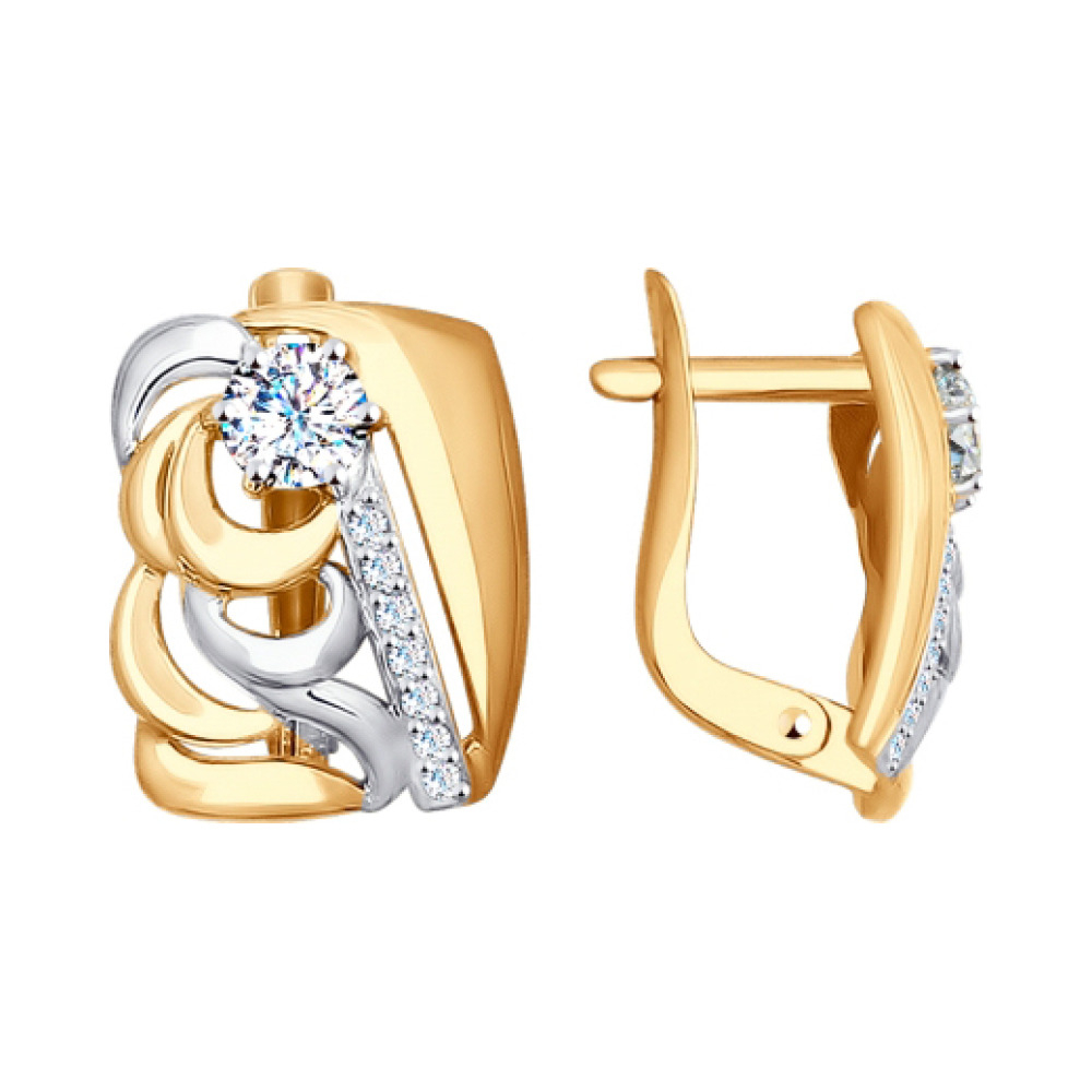 Золотые серьги с фианитом № 140949