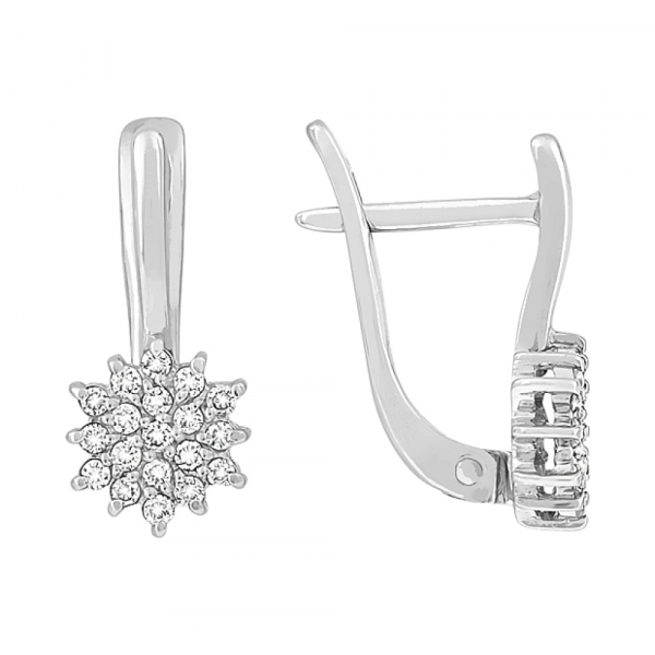 Золотые серьги с бриллиантом № 74775