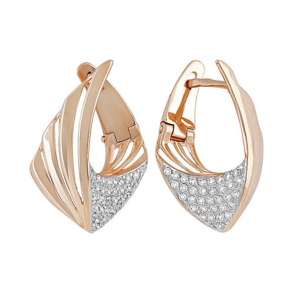 Золотые серьги с фианитом № 138090