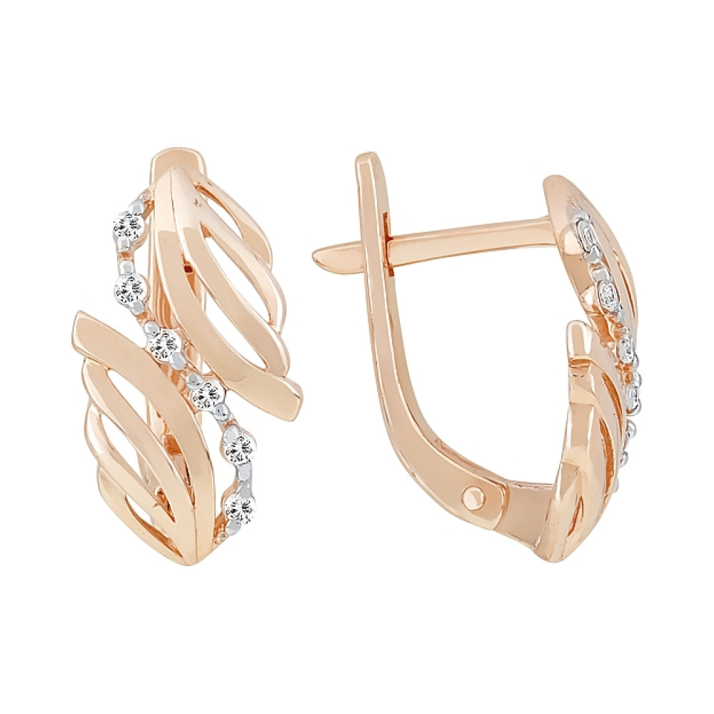 Золотые серьги с фианитами № 115969