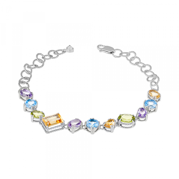 Серебряный браслет с полудраг. вставками № 127856