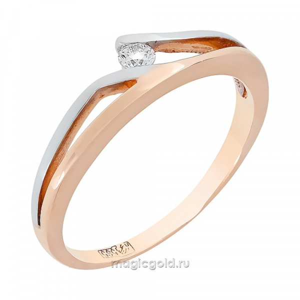 Золотое кольцо с бриллиантом № 109521