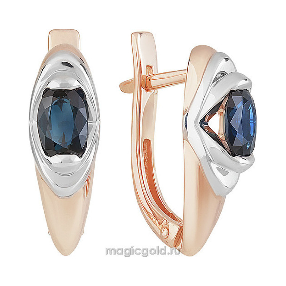 Золотые серьги с сапфиром № 159130