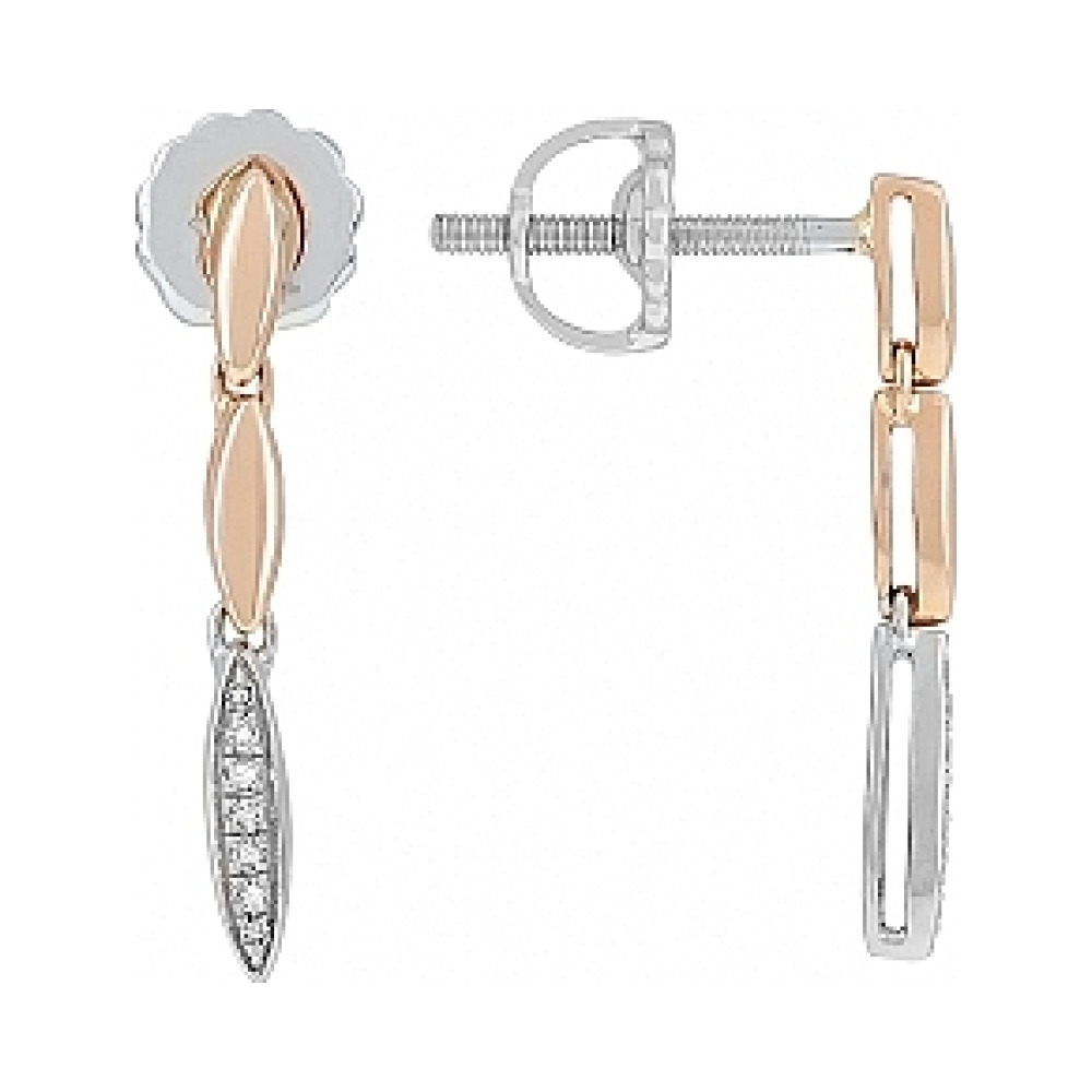 Золотые серьги с бриллиантом (пуссеты) № 114832