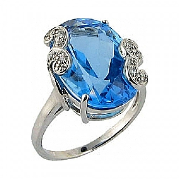 Золотое кольцо с бриллиантом и топазом № 30038