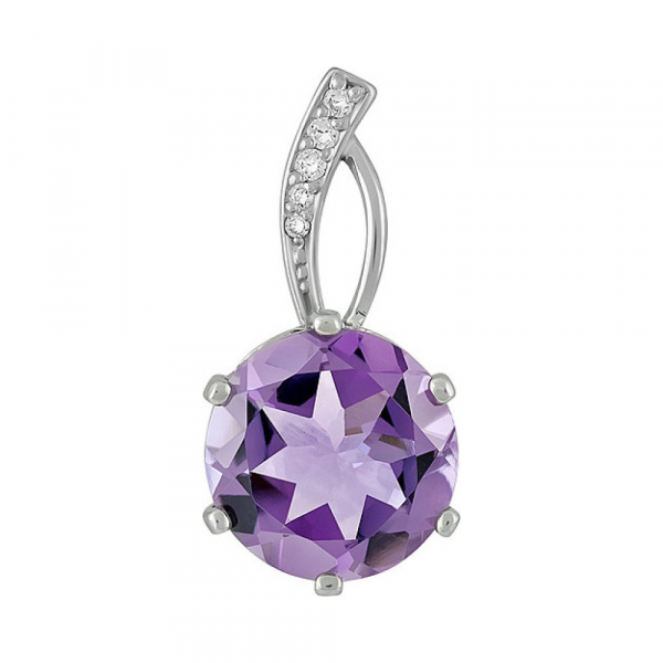 Серебряная подвеска с аметистом и фианитом № 133139