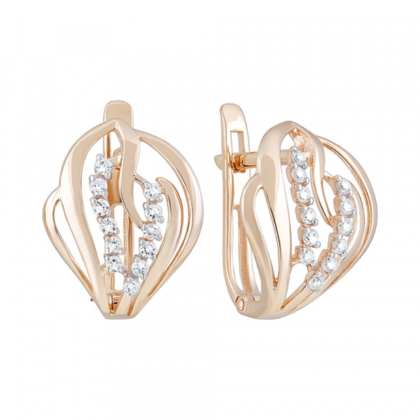 Золотые серьги с фианитами № 127354