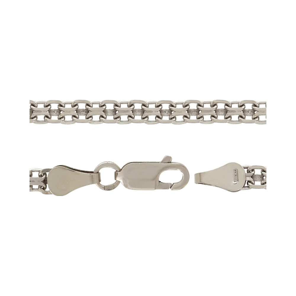 Серебряная цепь бисмарк родированная № 101669