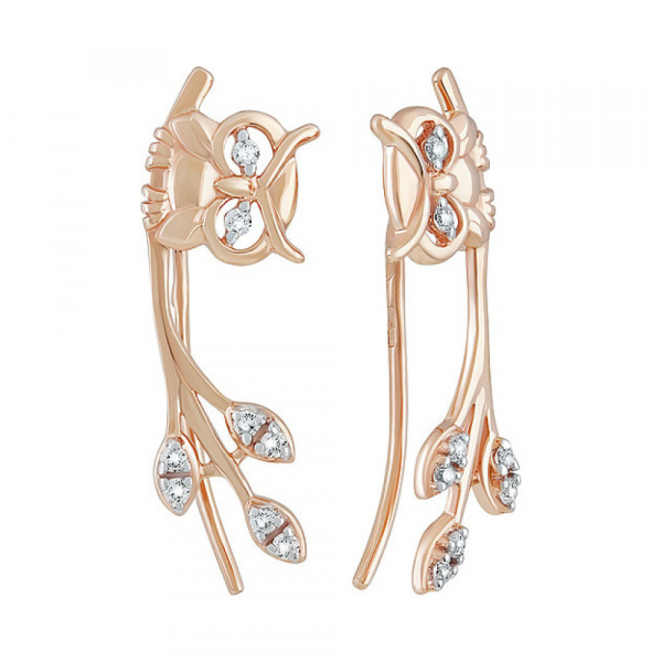 Золотые серьги с фианитом № 136529