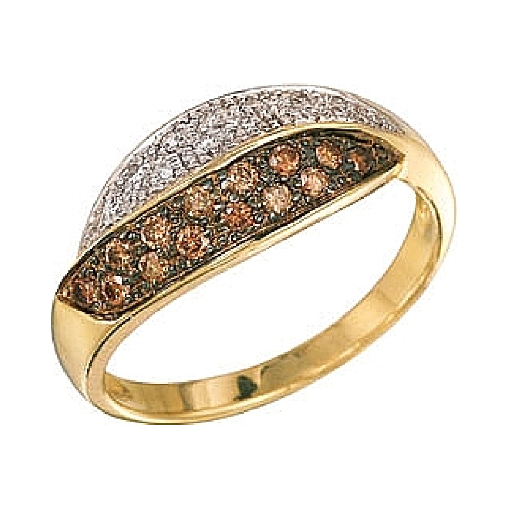 Золотое кольцо с бриллиантами коньяк № 3324