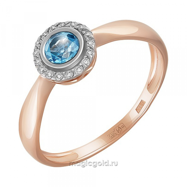 Золотое кольцо с топазом и фианитом № 164109