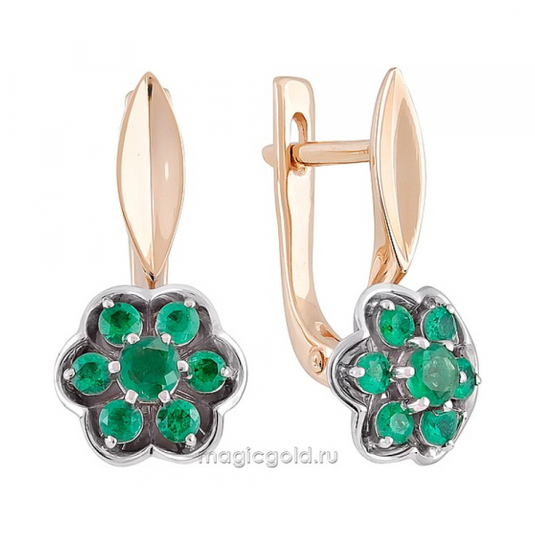 Золотые серьги с изумрудом № 160719