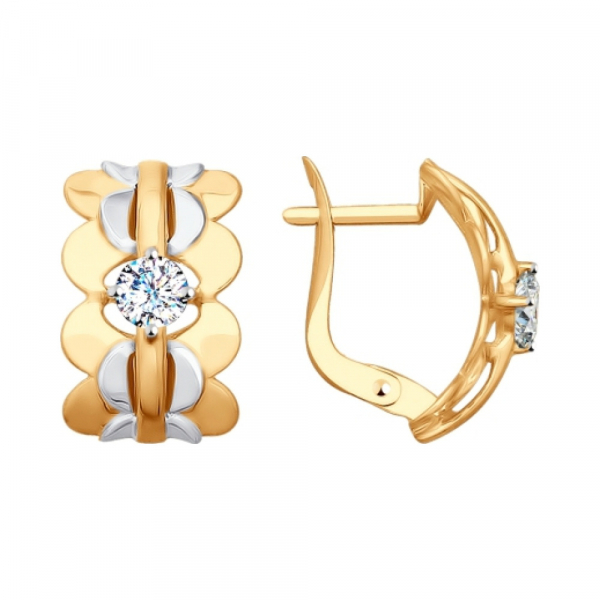 Золотые серьги с фианитом № 161715