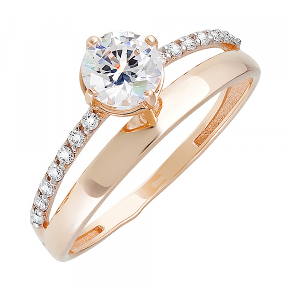 Золотое кольцо с кристаллами swarovski № 130059