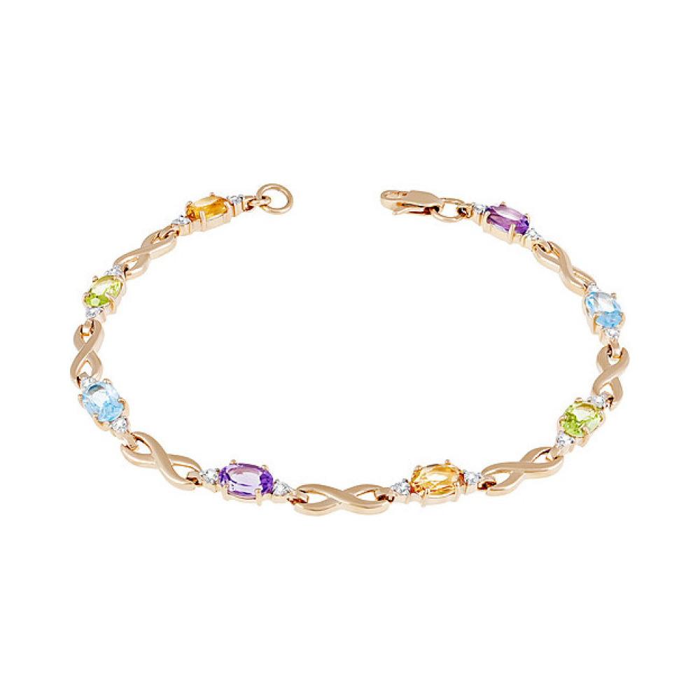 Золотой браслет с полудраг. вставками и фианитом № 127918