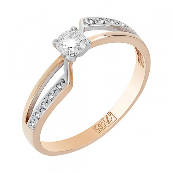 Золотое кольцо с бриллиантом № 111912