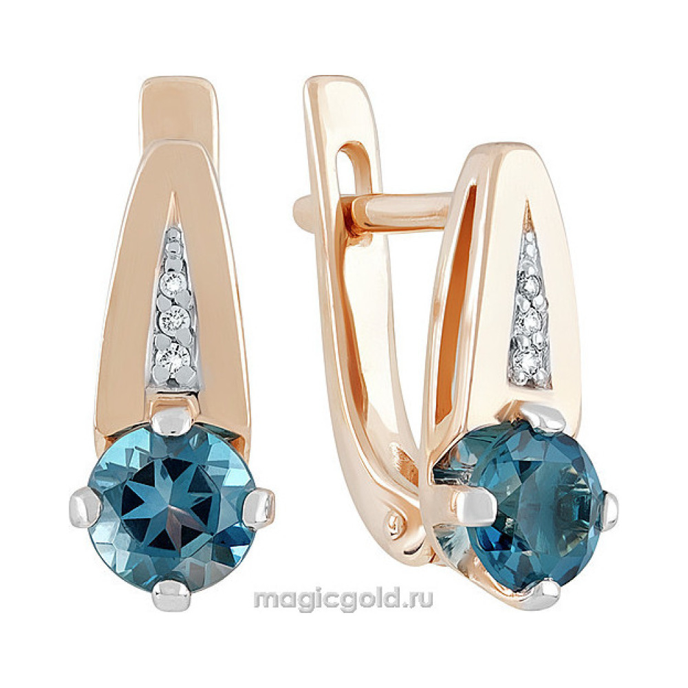 Золотые серьги с топазом и фианитом № 138274