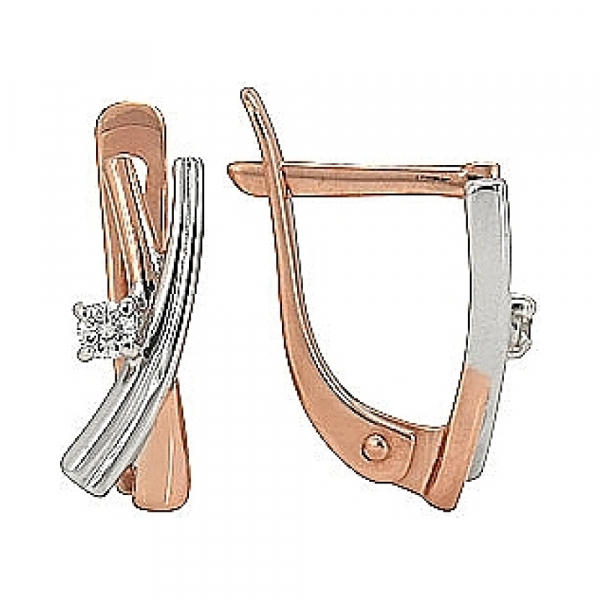 Золотые серьги с бриллиантом № 77929