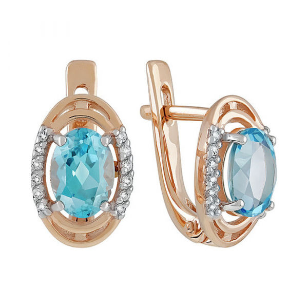 Золотые серьги с топазом и фианитом № 135127