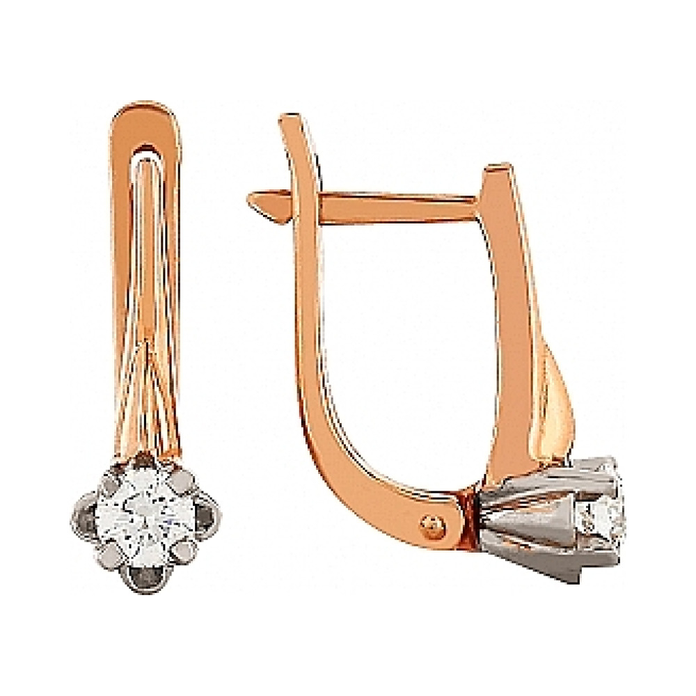 Золотые серьги с бриллиантом № 102722