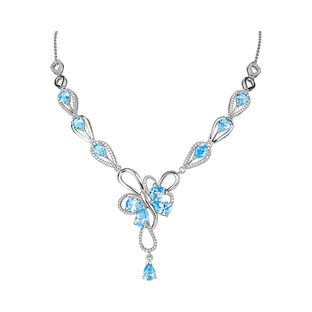Серебряное колье с фианитом № 126622