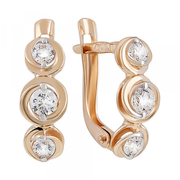 Золотые серьги с фианитом № 134928