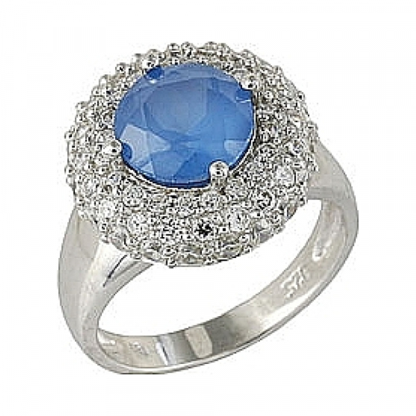 Серебряное кольцо с имитац. шпинели и фианитом № 68507