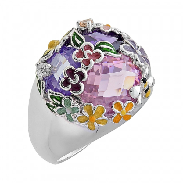 Серебряное кольцо с фианитом № 108577