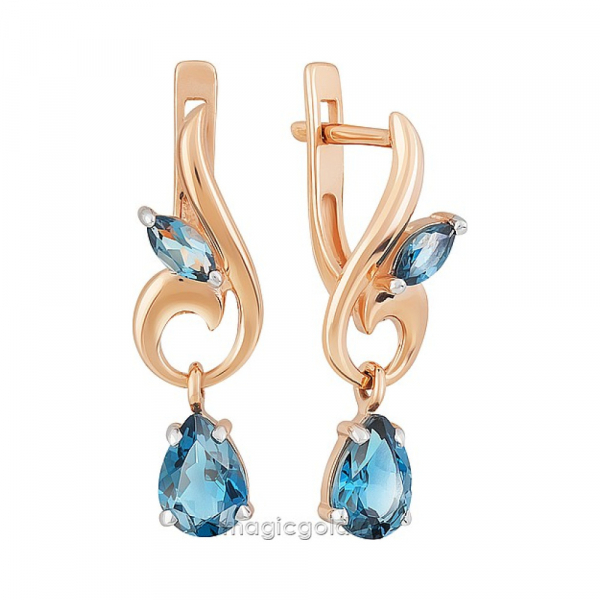 Золотые серьги с топазом № 164348