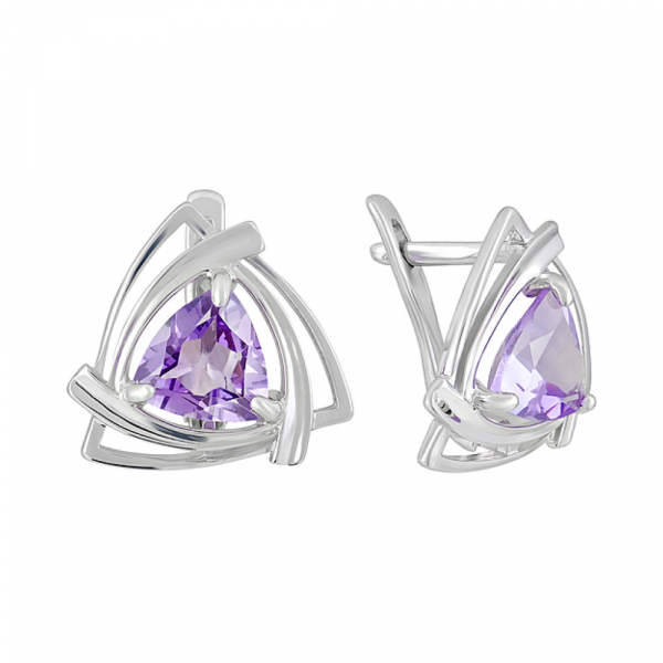 Серебряные серьги с аметистом № 123266