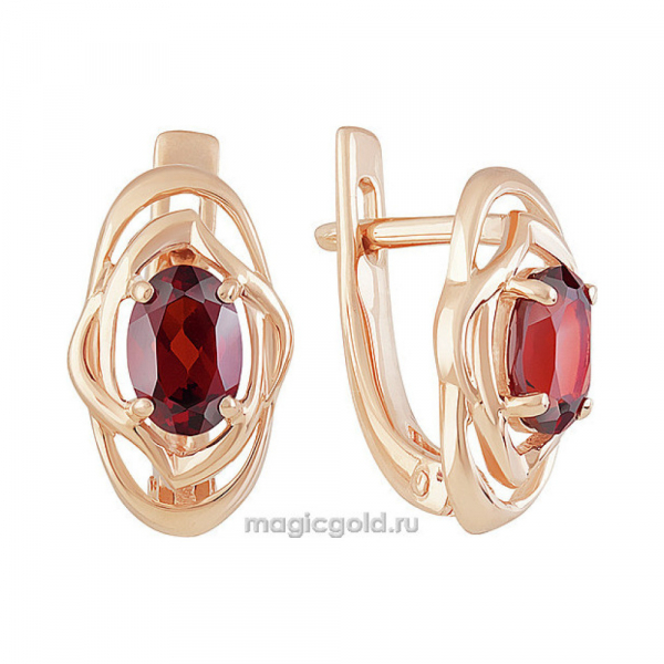 Золотые серьги с гранатом № 158959