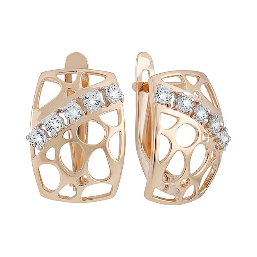 Золотые серьги с фианитом № 133460