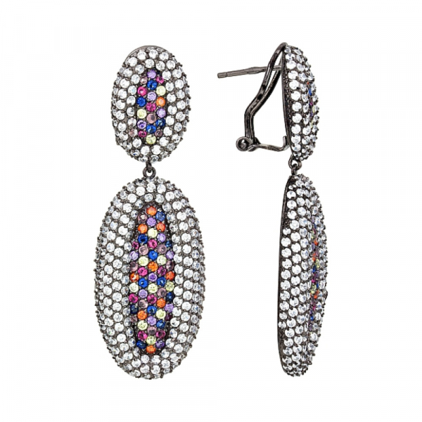 Серебряные серьги с фианитом № 115596